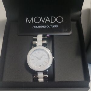 Movado Silver and White Bracelet Watch